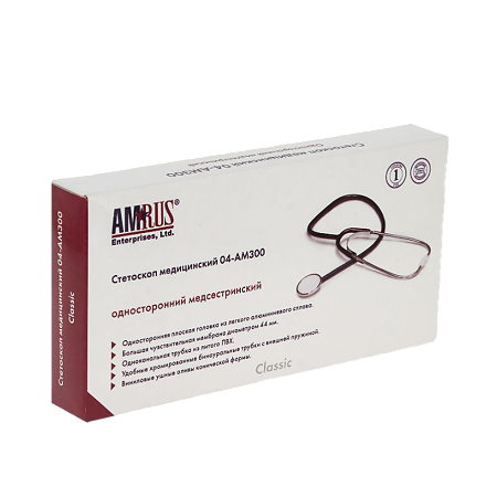 Стетоскоп Amrus 04-АМ300 медицинский односторонний медсестренский черный 1 шт