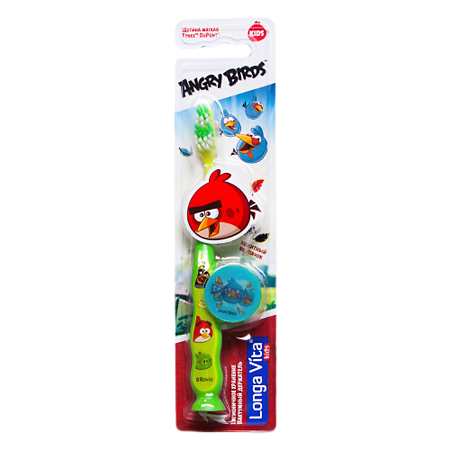 Изображение товара Longa Vita Зубная щетка Angry Birds с защитным колпачком арт. AB-1 1 шт