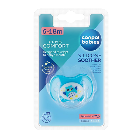 Canpol Пустышка симметричная силиконовая 6-18 Owl 1 шт