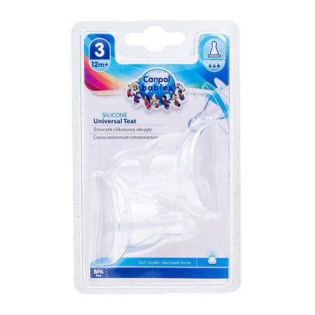 Canpol Соска универсальная антиколиковая силикон быстрый поток 2 шт