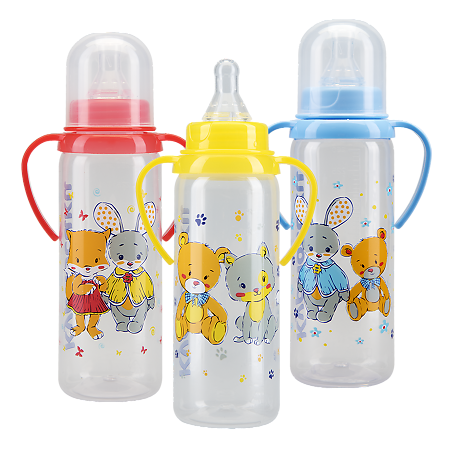 Изображение товара Курносики бутылочка для кормления с ручками и соской 250 мл для малышей 6+
