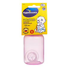 Изображение товара Курносики бутылочка цветная с силиконовой соской арт. 11129 125 мл 1 шт