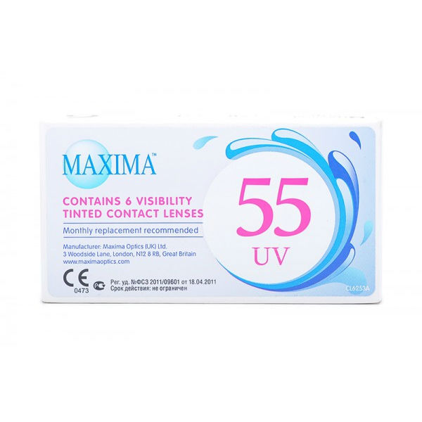 Изображение товара Контактные линзы Maxima 55 UV asph на месяц 6 шт минус 10.00