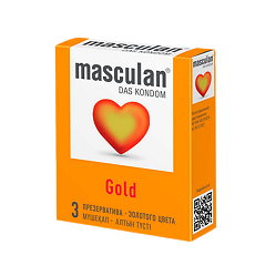 Купить <strong>Презервативы</strong> Masculan Gold утонченный латекс золотого цвета 3 шт цена