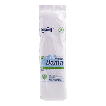 Вата медицинская гигроскопическая хирургическая Вариант Зиг-Заг нестерильная 100 г 1 шт