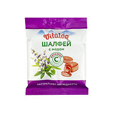 Изображение товара Виталор Леденцовая карамель с витамином С массой 3,8 г со вкусом шалфея с медом 60 г 1 шт