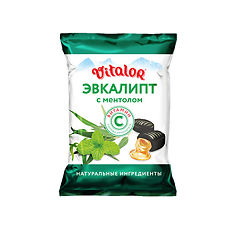 Изображение товара Виталор Леденцовая карамель с витамином С массой 3,8 г со вкусом эвкалипта с ментолом 60 г 1 шт