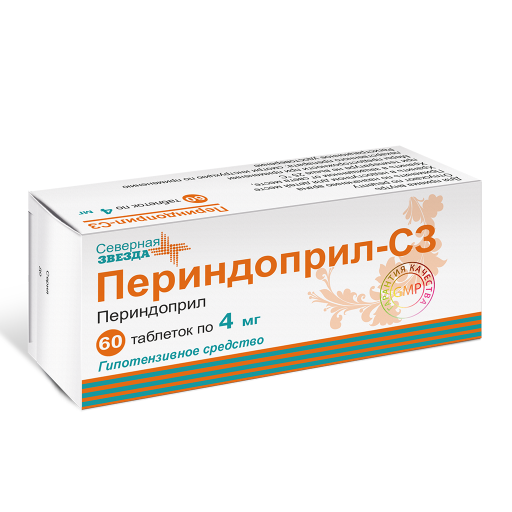 Периндоприл-СЗ таблетки 4 мг 60 шт - , цена и отзывы, Периндоприл .