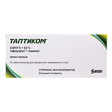 Изображение товара Таптиком капли глазные 0,0015%+0,5% 0,3 мл тюб-кап 30 шт