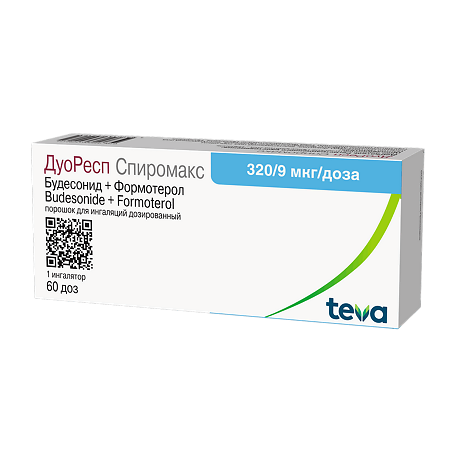 ДуоРесп Спиромакс порошок для ингаляций дозированный 320 мкг+9 мкг/доза 60 доз 1 шт