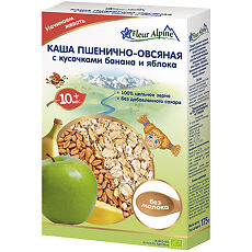 Купить Fleur Alpine Органик Каша пшенично-овсяная с кусочк. банана и яблока с 10 мес. 175 г 1 шт цена