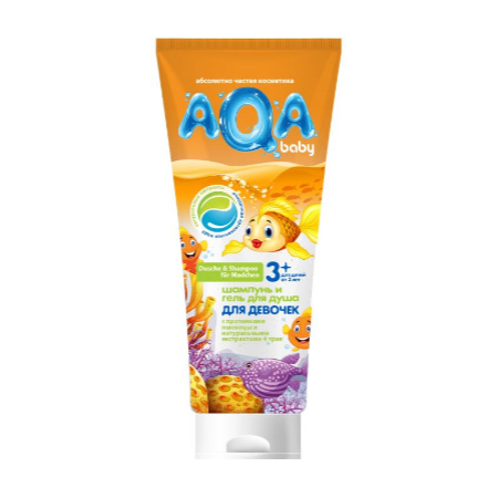 Изображение товара AQA baby шампунь и гель для душа для девочек с протеинами пшеницы 250 мл 1 шт