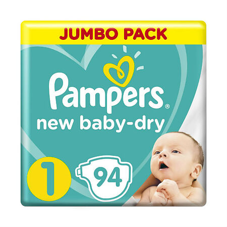 Изображение товара Подгузники Pampers New Baby-Dry 94 шт для малышей 2-5 кг комфорт и защита ночью