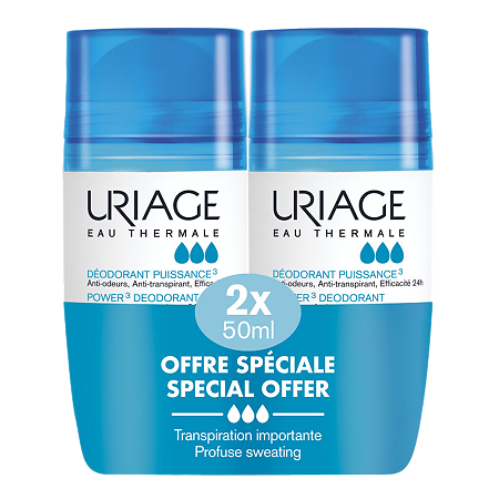Uriage Power 3 Дезодорант тройного действия роликовый 50 мл 2 шт