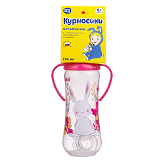 Купить Курносики бутылочка для кормления приталенная с ручками и 2-мя силиконовыми сосками молочными Фрукты арт.11049 6+ 250 1 шт цена