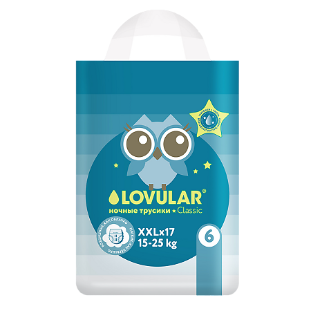Изображение товара Ночные трусики-подгузники Lovular XXL 15-25 кг 17 шт высоко впитывающие