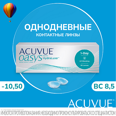 Контактные линзы 1-Day Acuvue Oasys with Hydraluxe -2.00/8.5/14.3 30шт