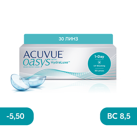 Контактные линзы 1-Day Acuvue Oasys with Hydraluxe -5.50/8.5/14.3 30шт