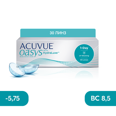 Контактные линзы 1-Day Acuvue Oasys with Hydraluxe -5.75/8.5/14.3 30шт