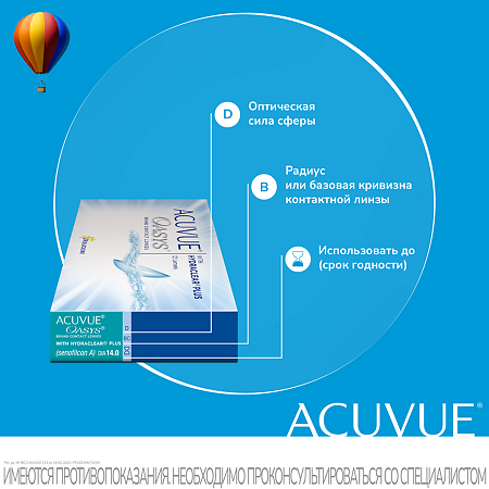 Контактные линзы Acuvue Oasys with Hydraclear Plus 12 шт/-4.00/8.4/2 недели