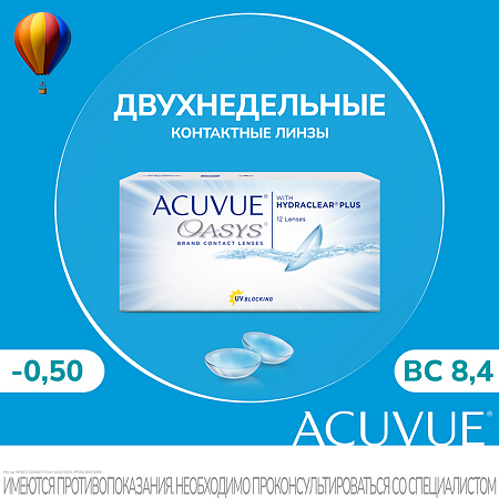 Контактные линзы Acuvue Oasys with Hydraclear Plus, 24 шт/+1.25/8.8/2 недели 1 уп