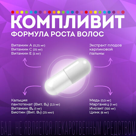 Компливит Формула роста волос капсулы массой 596 мг БАД 60 шт