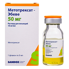Изображение товара Метотрексат-Эбеве раствор для инъекций 10 мг/мл 5 мл фл 1 шт