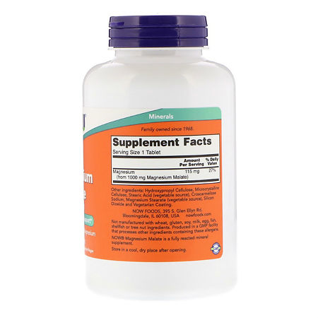 Now Магния Малат 1000 мг / Magnesium Malate 1000 mg таблетки массой 1566 мг 180 шт