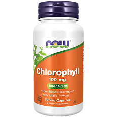 Купить Now Chlorophyll Хлорофилл 100 мг капсулы массой 444 мг 90 шт цена