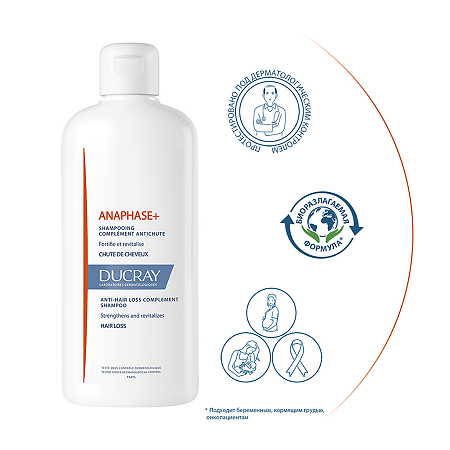 Ducray Anaphase+ Шампунь для ухода за ослабленными, выпадающими волосами без парабенов, 400 мл 1 шт