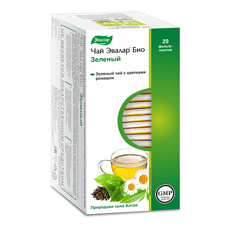 Чай Эвалар Био Зеленый фильтрпакетики 1,5 г, 20 шт.