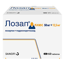 Купить Лозап Плюс таблетки покрыт.плен.об. 12,5 мг+50 мг 60 шт цена