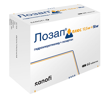 Лозап Плюс таблетки покрыт.плен.об. 12,5 мг+50 мг 60 шт