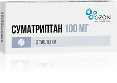 Изображение товара Суматриптан таблетки 100 мг 2 шт против мигрени согласно инструкции