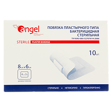 Изображение товара Повязки раневые бактерицидные стерильные Angel 6 см х 8 см 10 шт