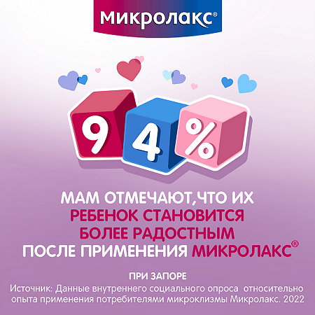 Микролакс раствор для ректального введ 5 мл микроклизмы для детей от 0 до 3 лет 4 шт