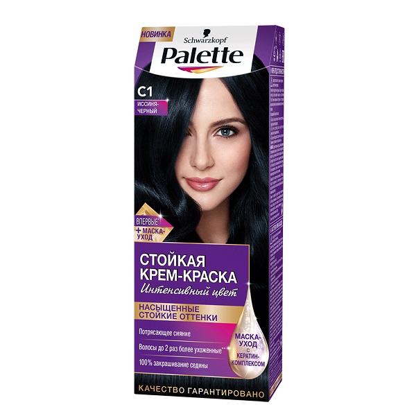 Изображение товара Palette стойкая крем-краска с маской C1 Иссиня-черный 110 мл Изображение товара Palette стойкая крем-краска с маской C1 Иссиня-черный 110 мл