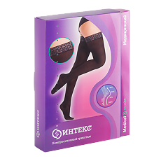 Купить Чулки Интекс д/шир. бедра с ажурной силик. резин. 2 рост 1 кл. компрессии цв. черный р.XL-EW 1 уп цена