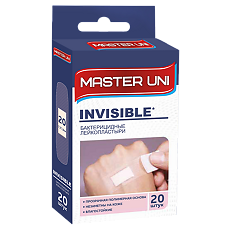 Купить Master Uni Лейкопластырь Invisible бактерицидный на прозрачной полимерной основе 20 шт цена