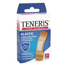 Купить Лейкопластырь Тенерис (Teneris) Elastic бактерицидный на тканевой основе 76 х 19 мм 20 шт цена
