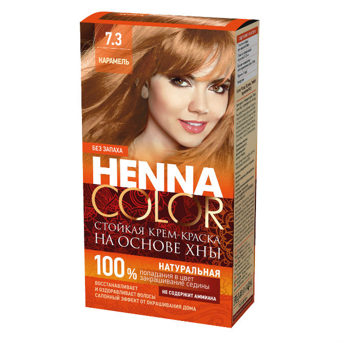 Краска карамель. Краска для волос Henna Color 7.3 карамель. Стойкая крем-краска 