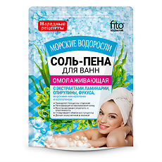 Купить Соль-пена для ванн Народные рецепты омолаживающая Морские водоросли 200 г 1 шт цена