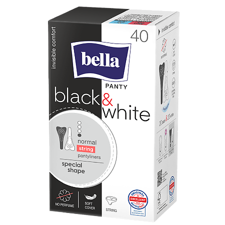 Bella Прокладки Panty Slim Black&White ежедневные 40 шт