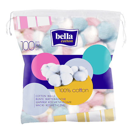 Bella Cotton Ватные шарики цветные 100 шт