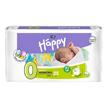 Изображение товара Подгузники Bella Baby Happy 0 before Newborn 25 шт для новорожденных до 2 кг Польша