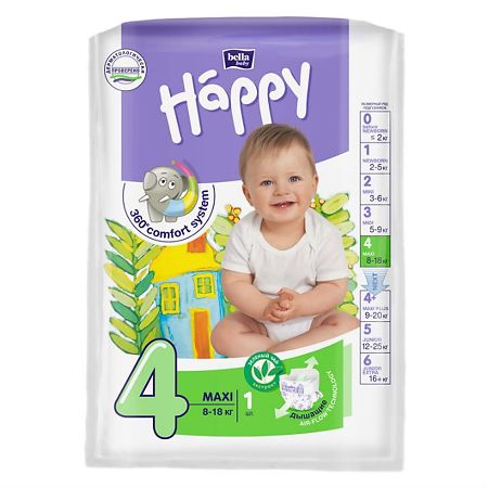 Bella Подгузники Baby Happy 4 maxi 8-18 кг 1 шт
