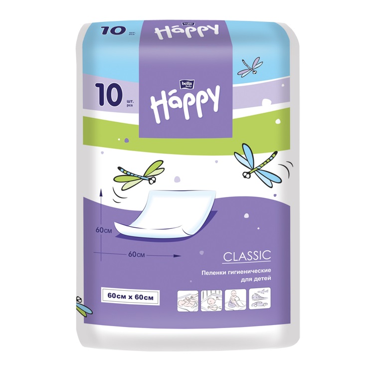 Изображение товара Детские пеленки Bella Baby Happy Classic 60х60 см 10 шт