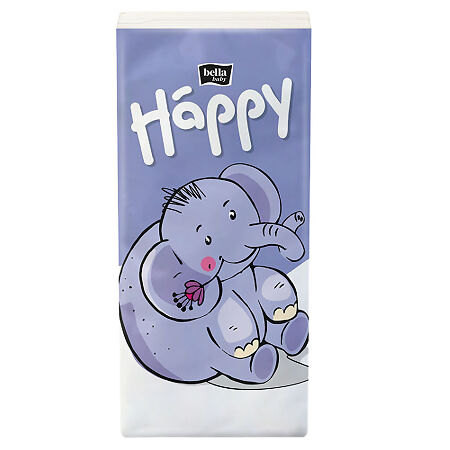 Bella Платочки носовые Baby Happy детские трехслойные Звери 10 х 10 шт. 1 уп