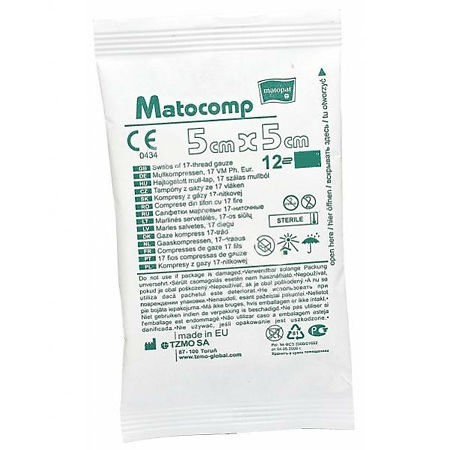Салфетки Матопат Matocomp стерильные 5 см x 5 см 12 сл. 17-нитей 5 шт