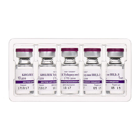 Туберкулин ППД-Л Биолек раствор для п/к введ 2 те/доза 1 мл (10 доз) 10 шт